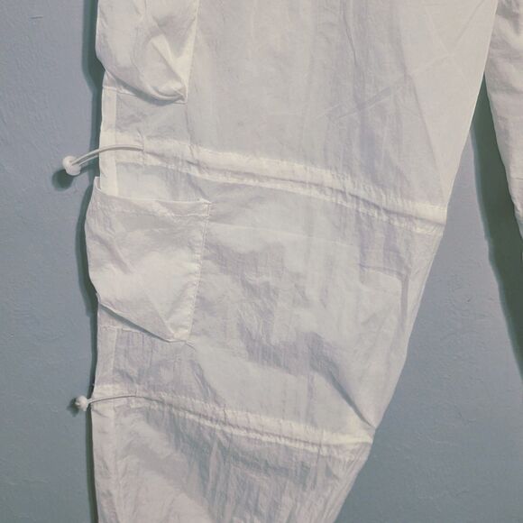 New Faded Rose Nylon Cargo Pants Parachute Style Women's Size XL Cordlock White - Picture 4 of 11